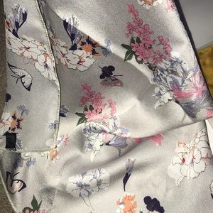 Stylish- Flowery Gray satin Scarf
